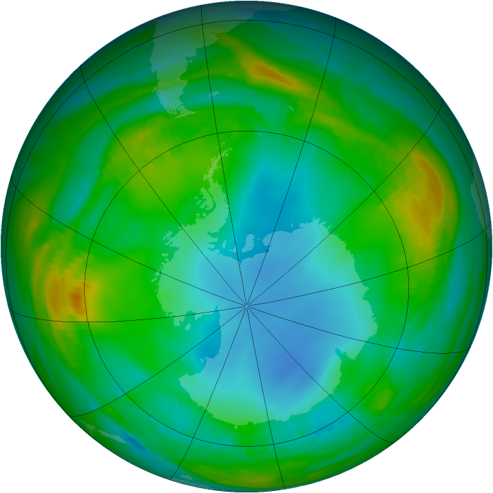 Antarctic ozone map for 02 July 1989